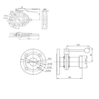 Sanitary Aseptyczny zawór do pobierania próbek Flange Widdop Butterfly Valve For Water Tank Truck